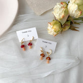 mushroom earrings - fun earrings - cute huggie earrings - gold hugggie